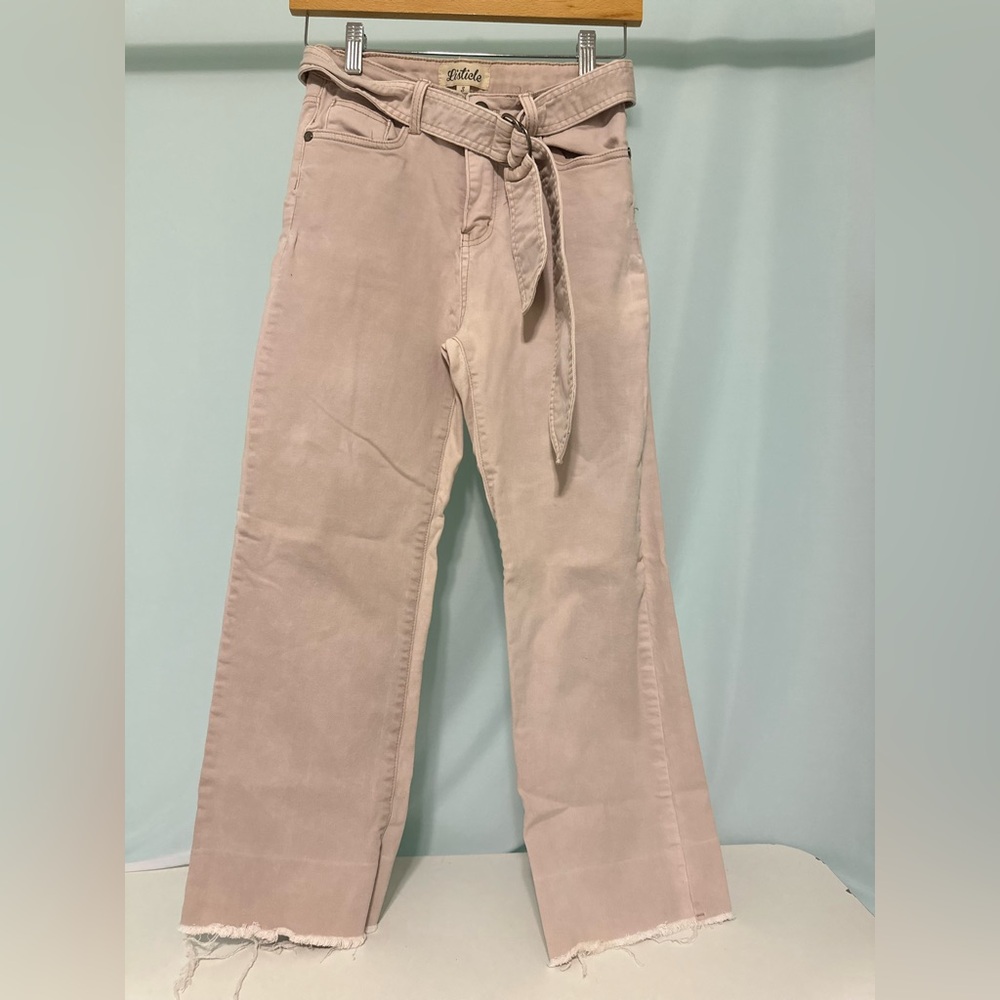 Listicle Pink Flare Distressed Jeans